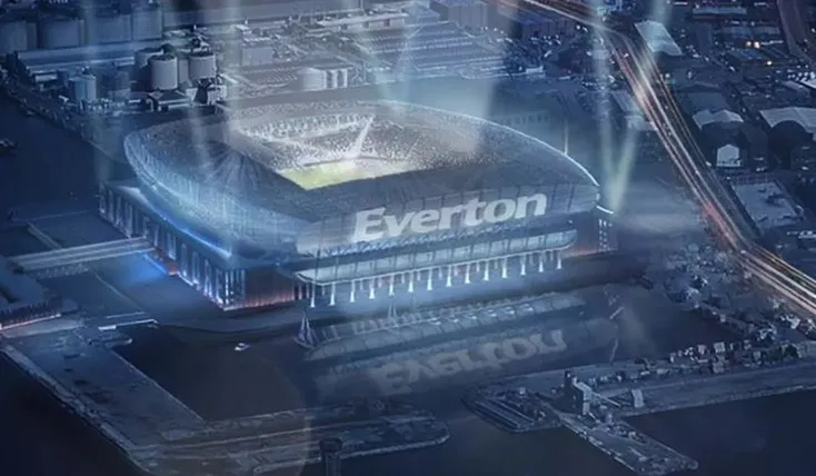 Hình ảnh phối cảnh sân vận động mới của Everton tại Bramley-Moore Dock, hứa hẹn tương lai huy hoàng