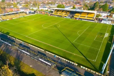 Sân vận động Haig Avenue nhìn từ trên cao, biểu tượng của Southport FC