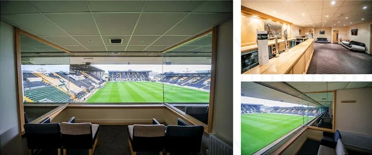 Sảnh đón tiếp khách VIP tại sân Meadow Lane, không gian sang trọng dành cho trải nghiệm bóng đá đẳng cấp