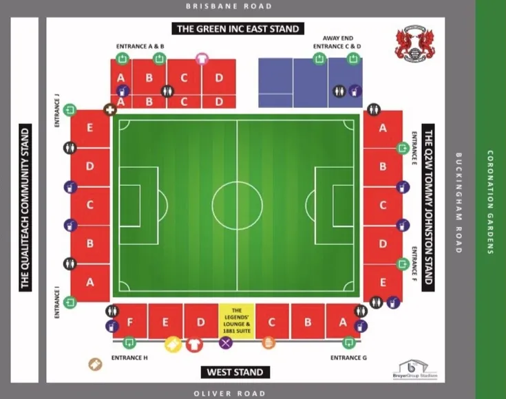 Sơ đồ bố trí chỗ ngồi Sân vận động Brisbane Road