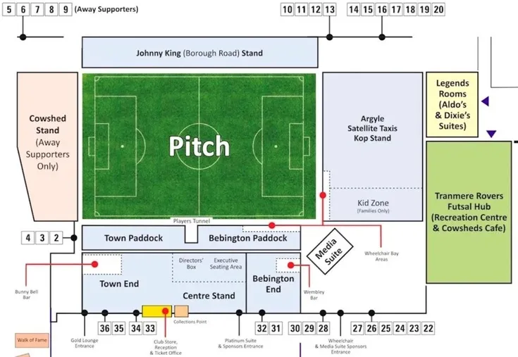 Sơ đồ bố trí chỗ ngồi sân vận động Prenton Park