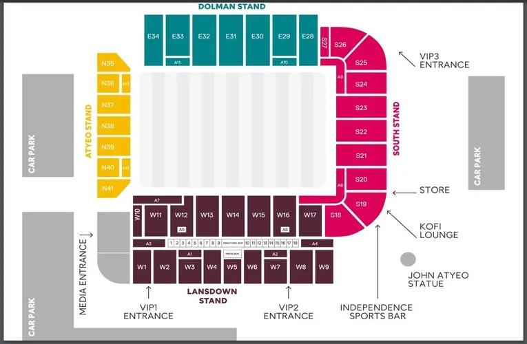 Sơ đồ mặt bằng sân vận động Ashton Gate cập nhật 2024