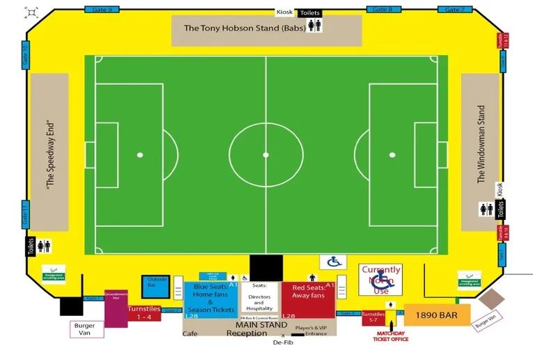 Sơ đồ tổng thể các khu vực chỗ ngồi tại Bob Lucas Stadium